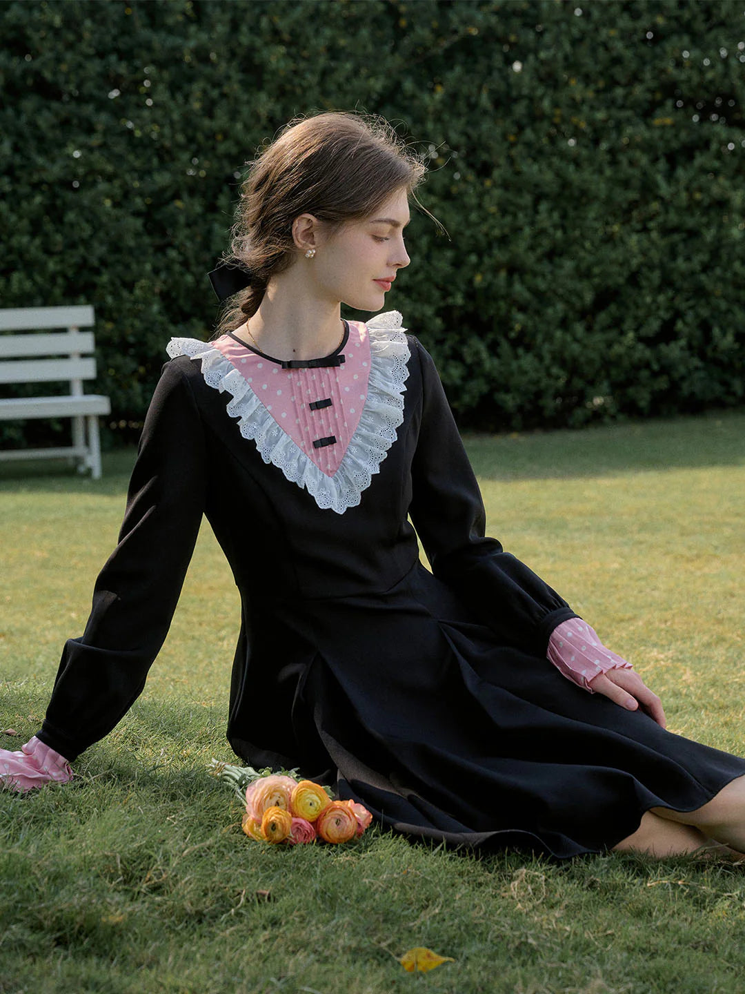 Ava Sweet Contrasting Lace Patchwork Dress