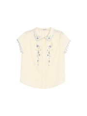 Alora Peter Pan Collar Embroidery 100% Cotton Blouse