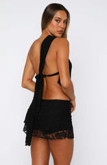 It's A Love Story Lace Mini Skort Black