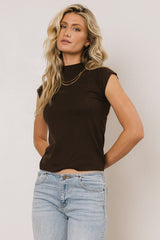 Sunny Mock Neck Top in Brown