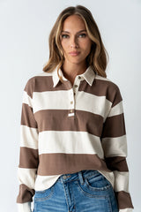 Kaysen Striped Top in Taupe
