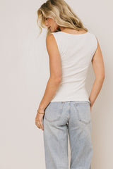 Collins Ribbed Top in White