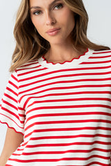 Walker Scalloped Top in Red