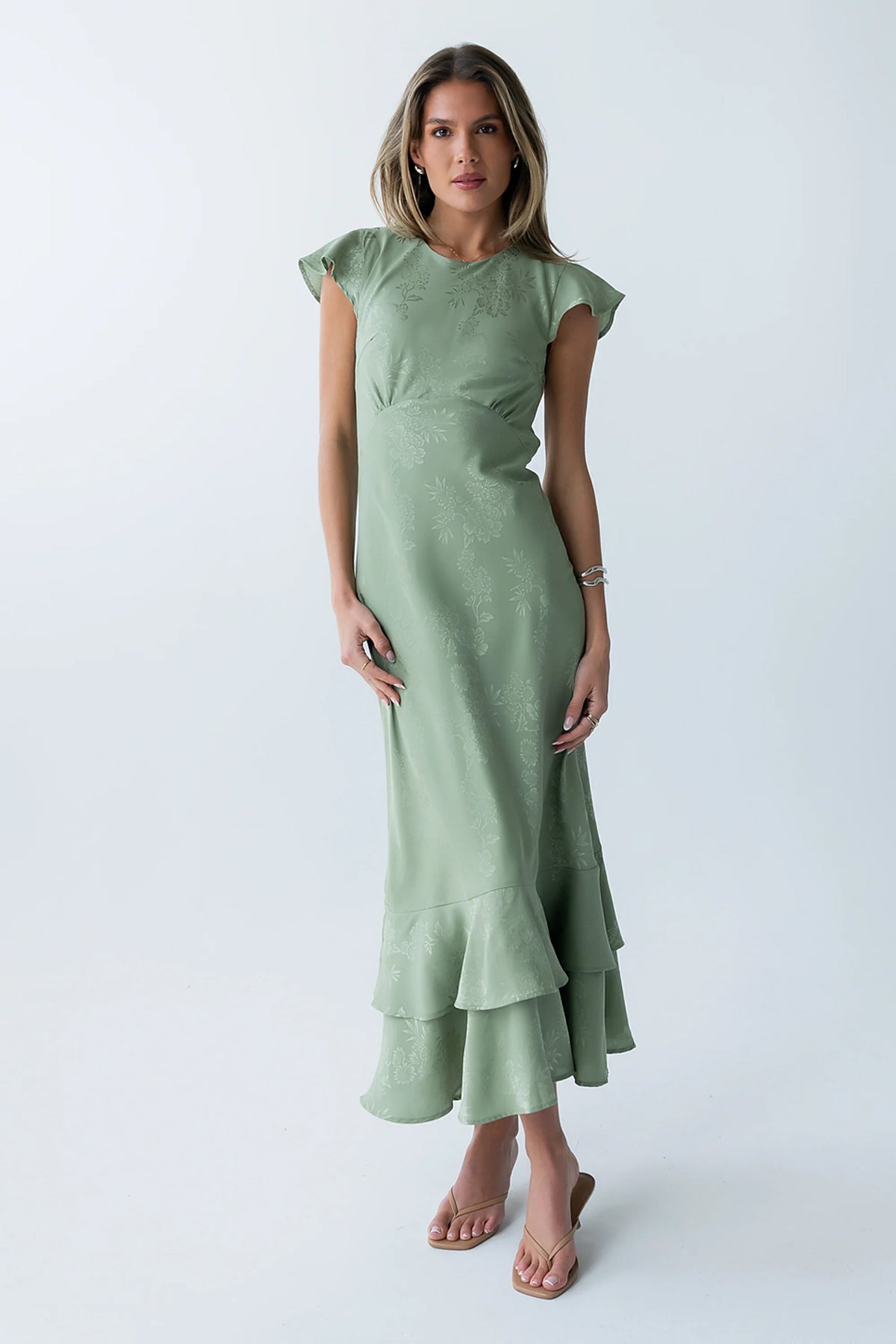 Mateo Floral Maxi Dress in Green