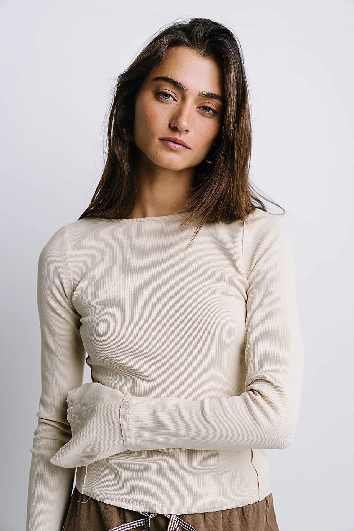 Toby Ribbed Top in Bone