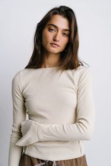 Toby Ribbed Top in Bone