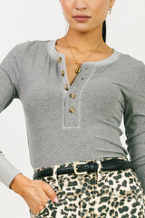 Elise Ribbed Top in Grey