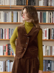 Analia V-Neck Corduroy Vest