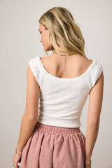 Ace Ribbed Top in White