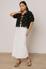 Kara Embroidered Blouse in Black