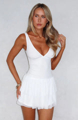 Guessing Games Mesh Mini Dress White