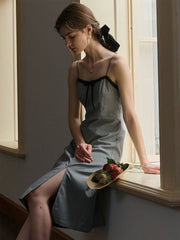 Valeria Sweet Bow Houndstooth Slip Dress