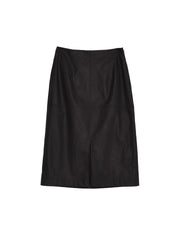 Aisha Slit Mid-Length PU Leather Skirt