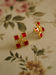Macaron Red Square Earrings