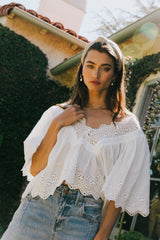Faye Embroidered Blouse in White