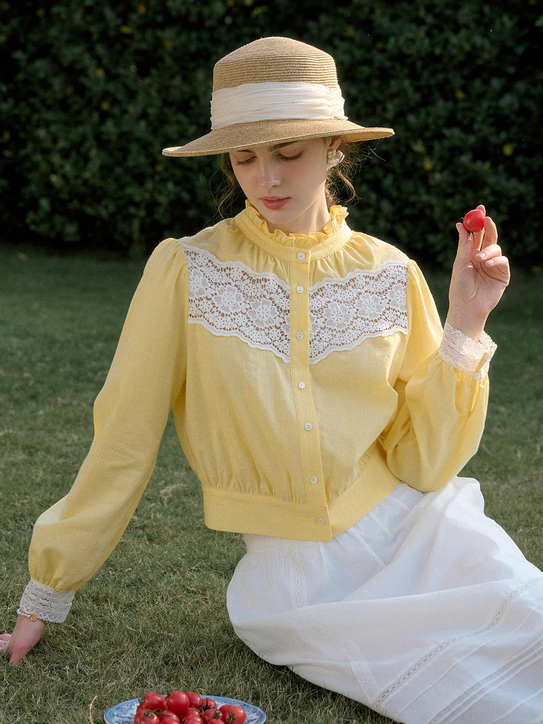 Zahara Stand Collar 100% Cotton Blouse