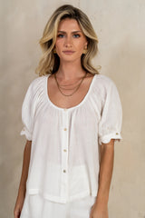 Owen Scalloped Top in White