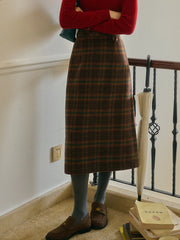 Tallulah Scottish Vintage Plaid Straight Skirt
