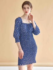 Estelle Classic Square Neck Shell Print Dress