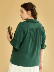 Plus Size Alicia Floral Embroidery V-Neck Blouse