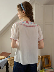 Alessandra Peter Pan Collar Embroidery Blouse