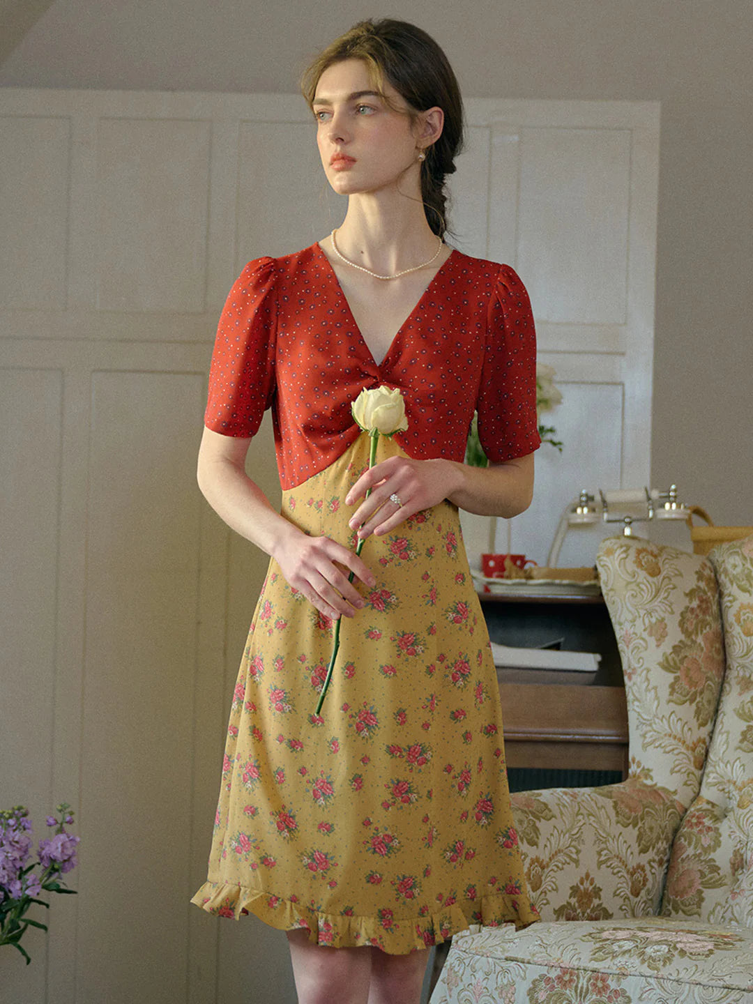 Amethyst V-Neck Floral Dress