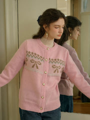 Zoey Round Neck Bow Patter Sweater