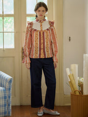 Wren Stand Collar Floral Patchwork Shirt