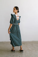 Berlin Corduroy Baby Doll Midi Dress in Green