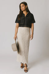 Farris Denim Collared Top in Dark Wash
