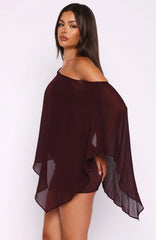 Just For Tonight One Shoulder Mini Dress Burgundy
