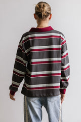 Megan Striped Top in Grey