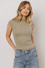 Noel Mock Neck Top in Light Olive