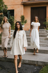 Tyler Peplum Mini Dress in Ivory Corduroy