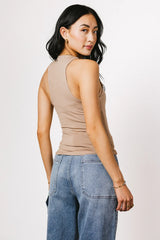 Sleek Jersey Solid Tank in Mocha