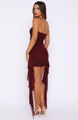 Valentine Muse Strapless Mini Dress Deep Burgundy