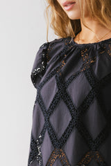 Noelle Loose Blouse in Navy