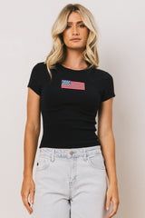 American Flag Tee in Navy