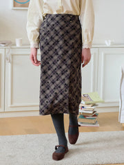 Monroe Plaid Straight 100% Cotton Midi Skirt