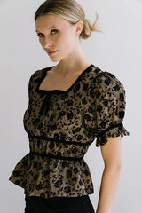 Tallie Floral Blouse in Mocha
