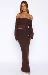 In Too Deep Knit Maxi Skirt Chocolate