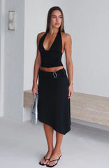 Sending My Love Asymmetric Midi Skirt Black