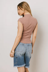 Noel Mock Neck Top in Mauve