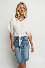 Alma Smocked Blouse in White