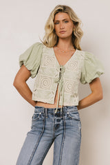 Sylas Embroidered Blouse in Sage