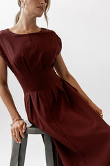Matilda Pleated Maxi Dress in Rust