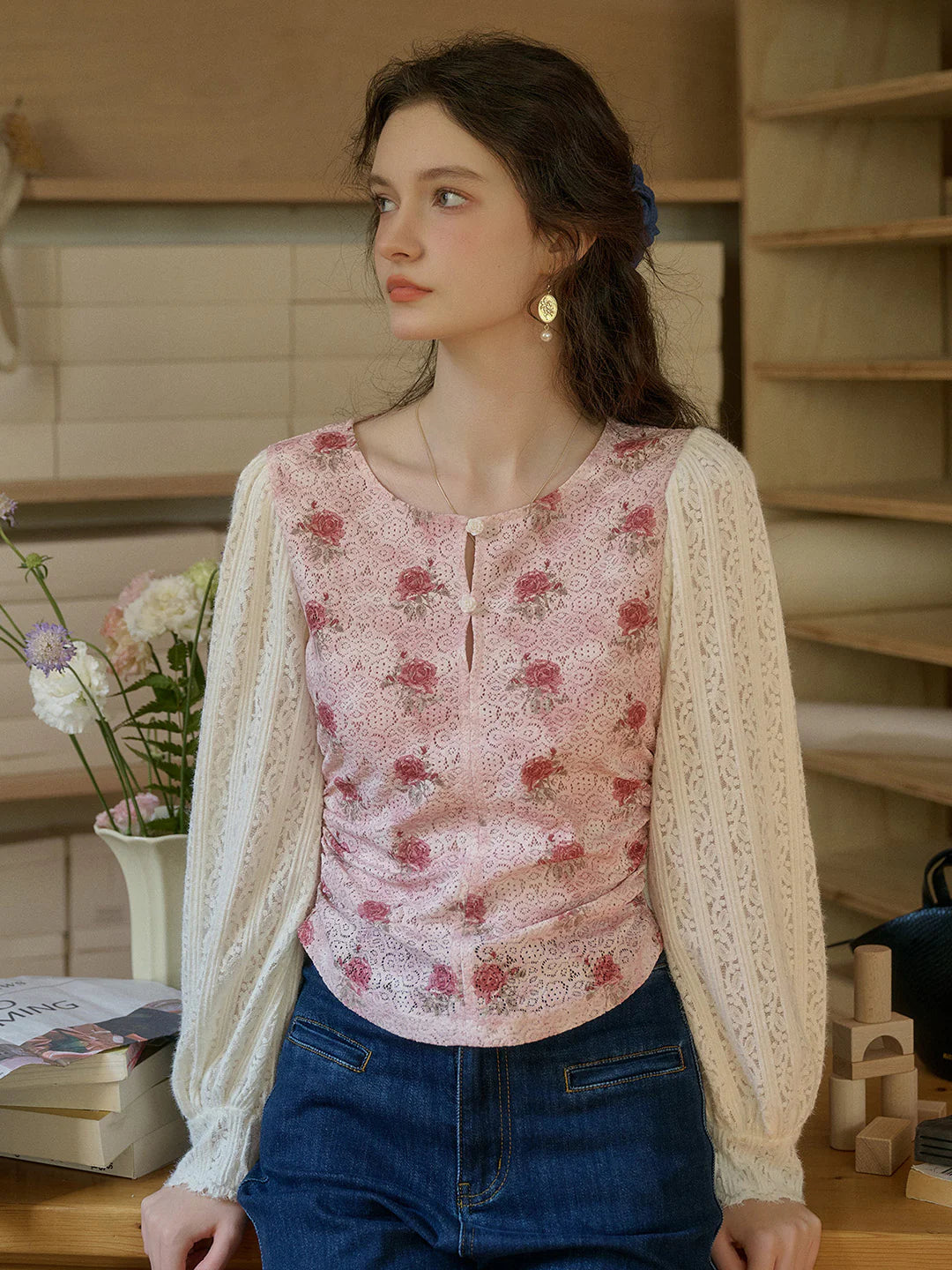 Maren Round Neck Rose Blouse