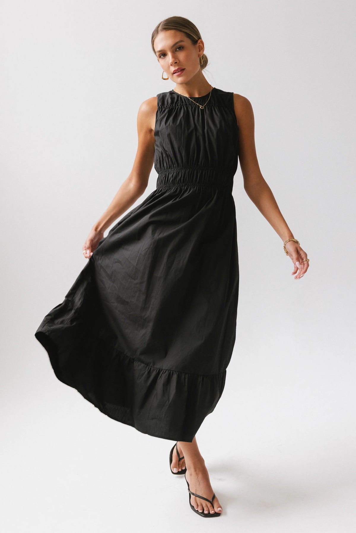 Carmina Tiered Dress in Black