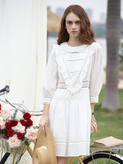 Lucille Victorian Long Sleeve White Dress