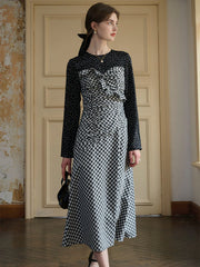 Amara Classic Round Neck Patchwork Plaid Dress